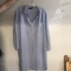 Blue linen dress with pockets